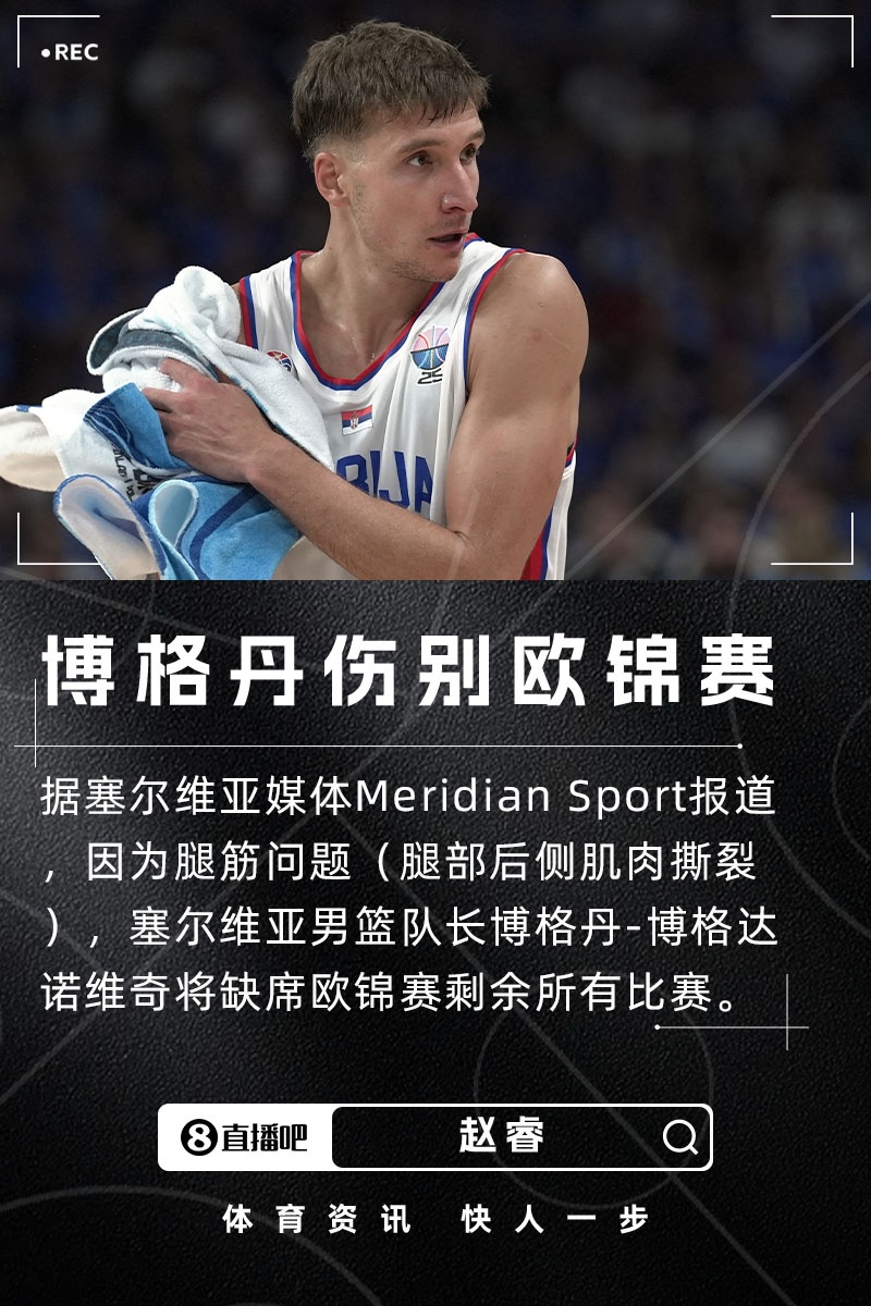 塞爾維亞大損失！塞媒：隊長博格丹因腿筋傷勢缺席歐錦賽剩余比賽