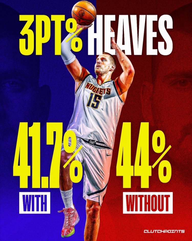 節末壓哨不中不計入個人投籃!照此算約基奇上賽季三分命中率為44%