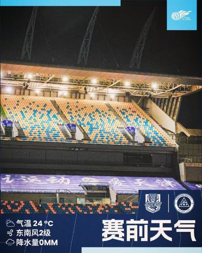 今日天津天氣涼爽宜人，前往客場的球迷朋友可輕裝出行