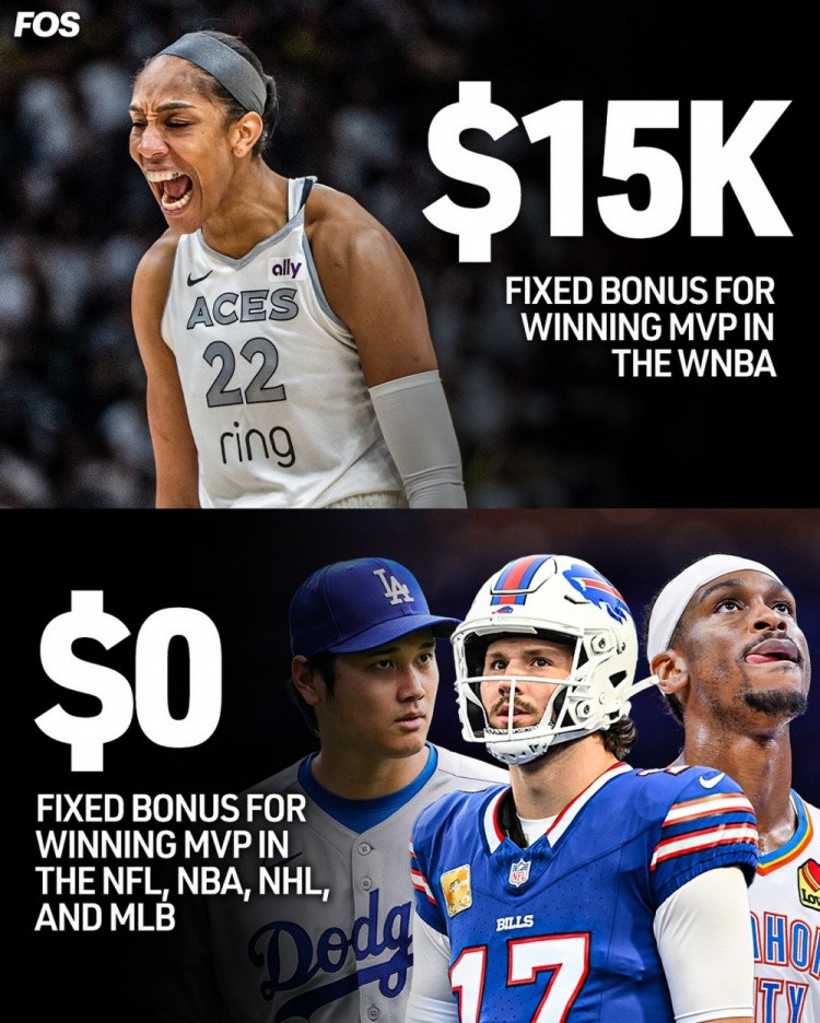 WNBA拿到MVP獎金1.5萬美金！而北美四大聯盟都無聯盟獎金